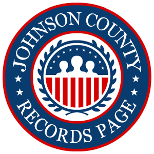 A round, red, white, and blue logo with the words 'Johnson County Records Page' in relation to the state of Texas.